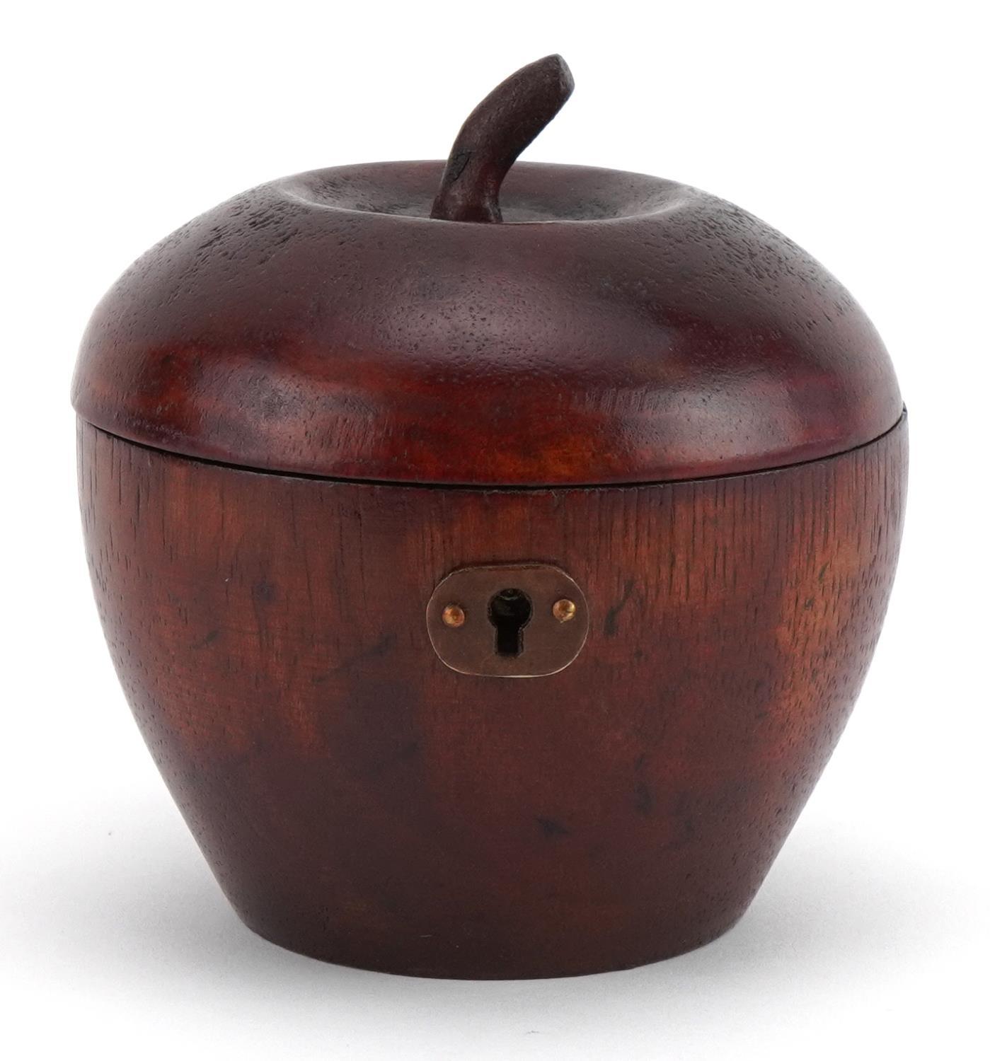 George III style treen tea caddy in the form of an apple, 12cm high : For further information on