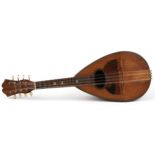 Stridente, Italian inlaid rosewood mandolin, paper label to the interior, numbered 22, 60cm in