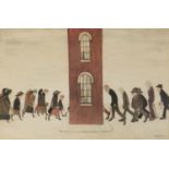 Laurence Stephen Lowry - The Meeting Point, pencil signed offset lithograph in colour, mounted,