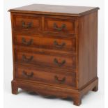 Inlaid mahogany and walnut five drawer chest, 72cm H x 63cm W x 40cm D : For further information