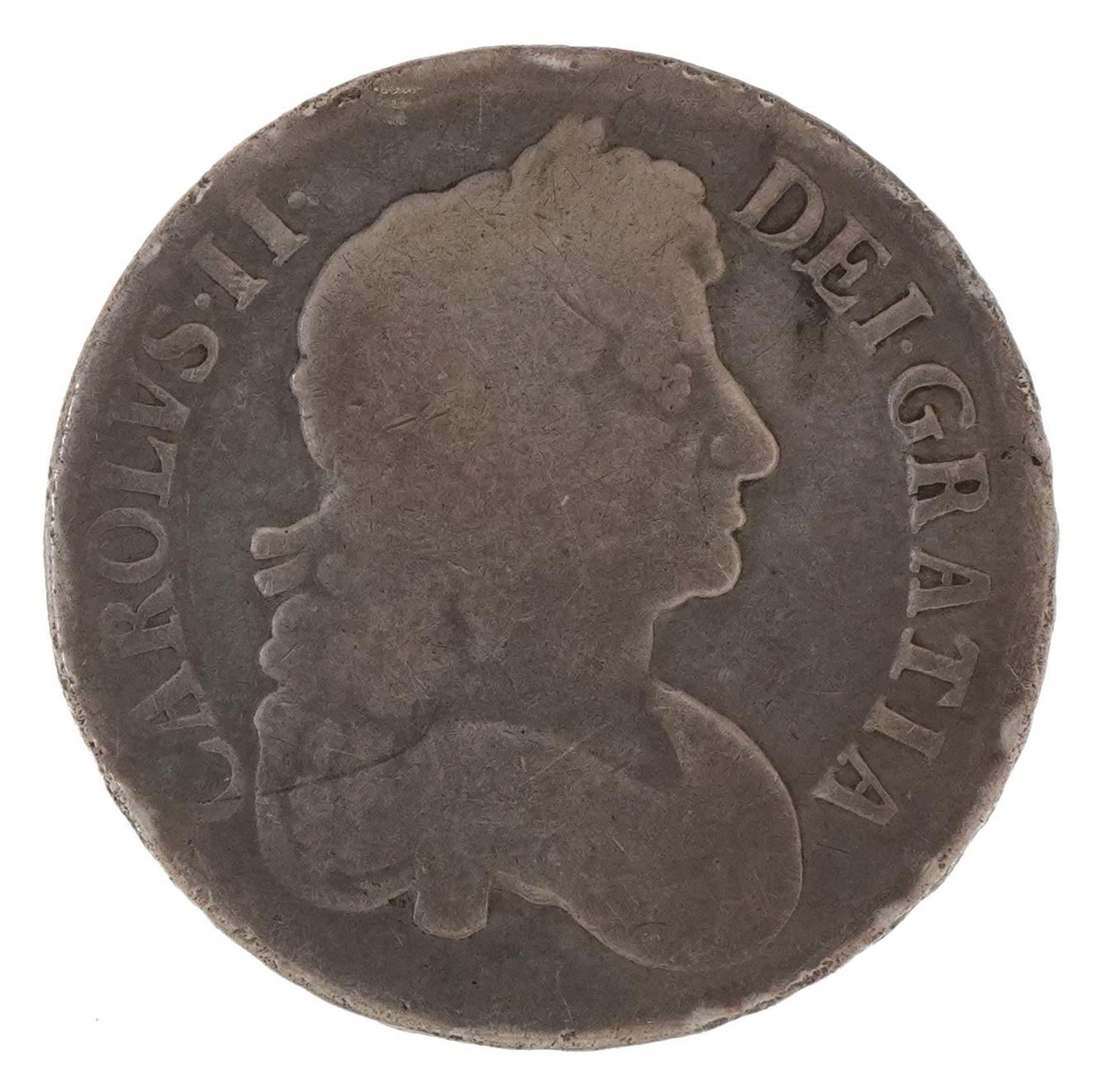 Charles II 1676 silver crown : For further information on this lot please visit Eastbourneauction. - Image 2 of 3