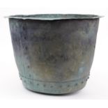 Large antique copper planter, 37cm high x 51cm in diameter : For further information on this lot