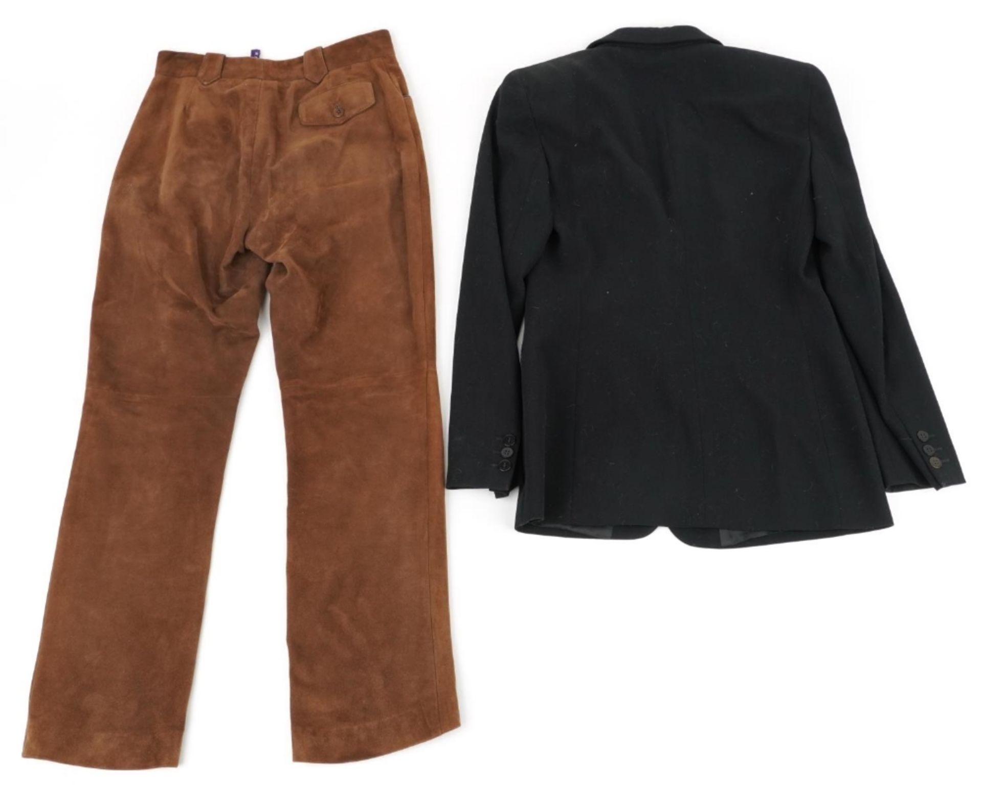 Pair of Ralph Lauren suede trousers, size 4 and Giorgio Armani blazer, size 40 : For further - Image 4 of 4