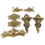 19th century and later brass and metalware comprising a pair of acanthus design chambersticks,