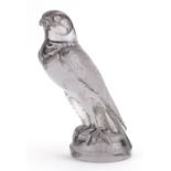 Rene Lalique, French Art Deco glass Faucon car mascot moulded R Lalique, etched France, 15.5cm