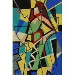 Manner of Gino Severini - Abstract composition, flamenco dancer, gouache on paper, mounted, framed