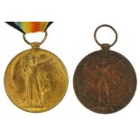 Two British military World War I Victory medals awarded to 37321.PTE.A.SMITH.THE:QUEEN'SR. and M2-