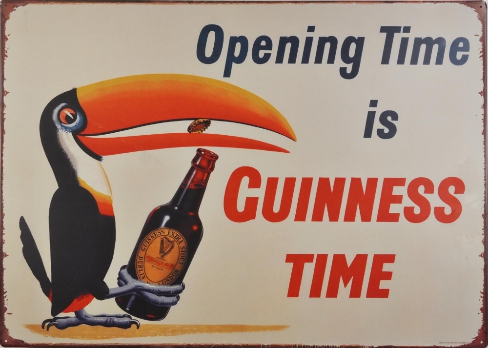 Reproduction Opening Time is Guinness Time tin advertising sign, 70cm x 50cm : For further