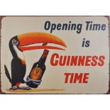 Reproduction Opening Time is Guinness Time tin advertising sign, 70cm x 50cm : For further