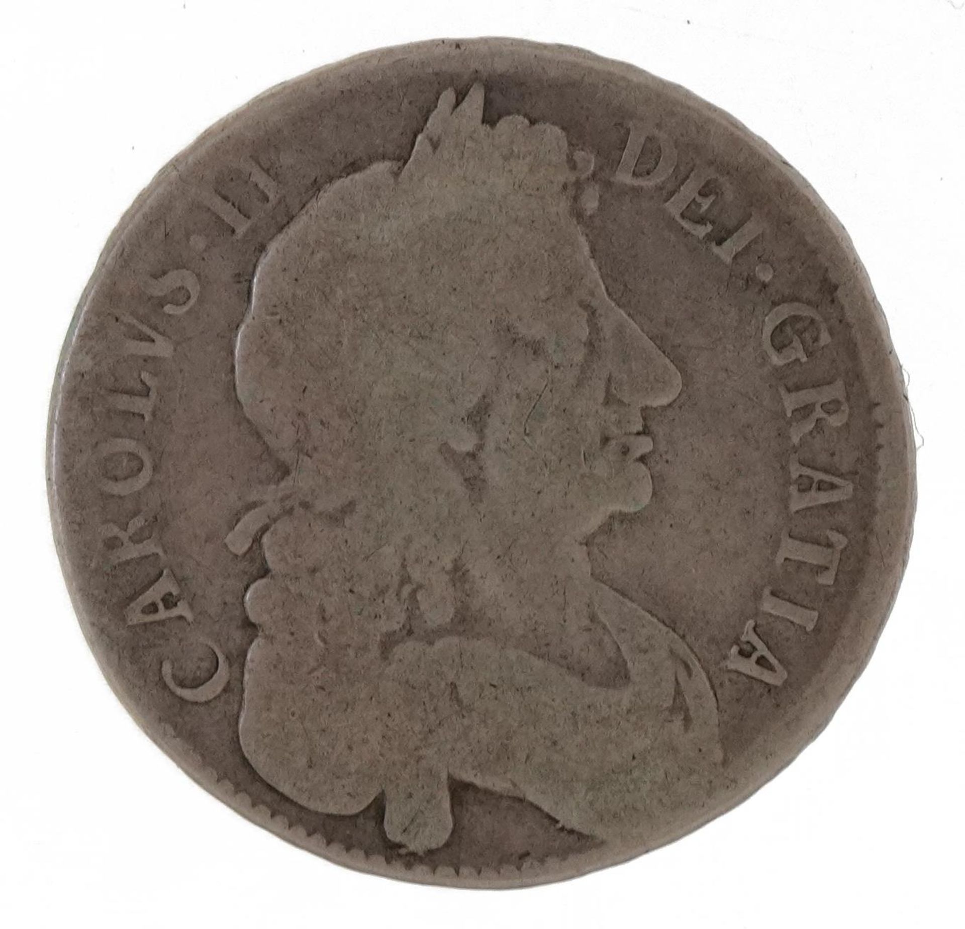 Charles II 1673 silver half crown : For further information on this lot please visit - Image 2 of 3