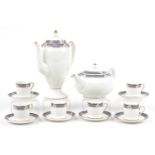 Wedgwood Waverley six place coffee service and teapot, the largest 29cm high : For further