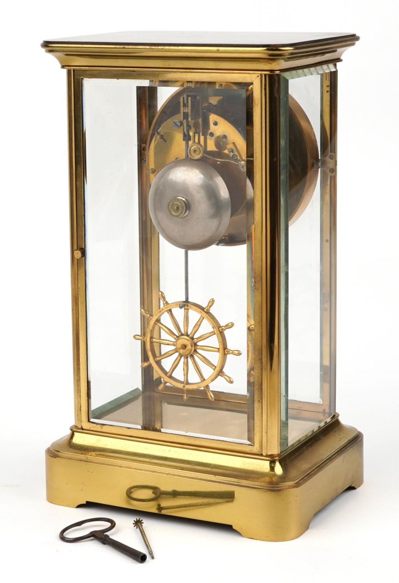 Japy Freres, 19th century French aesthetic four glass mantle clock striking on a bell with ship's - Image 2 of 4