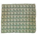 Portuguese green and gold brocade floral textile, possibly a table cover with Depositado label,