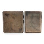 Two George V silver cigarette cases with engine turned decoration, Birmingham 1926 and 1935, 8cm