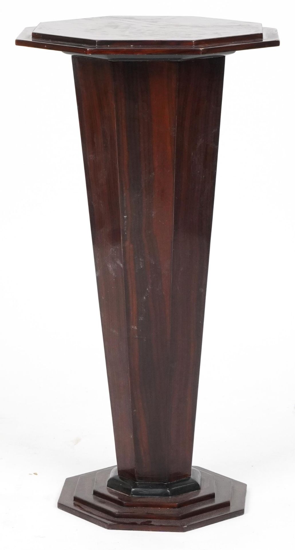 Art Deco style rosewood effect octagonal plant stand, 75cm H x 40cm W x 40cm D : For further - Image 3 of 3