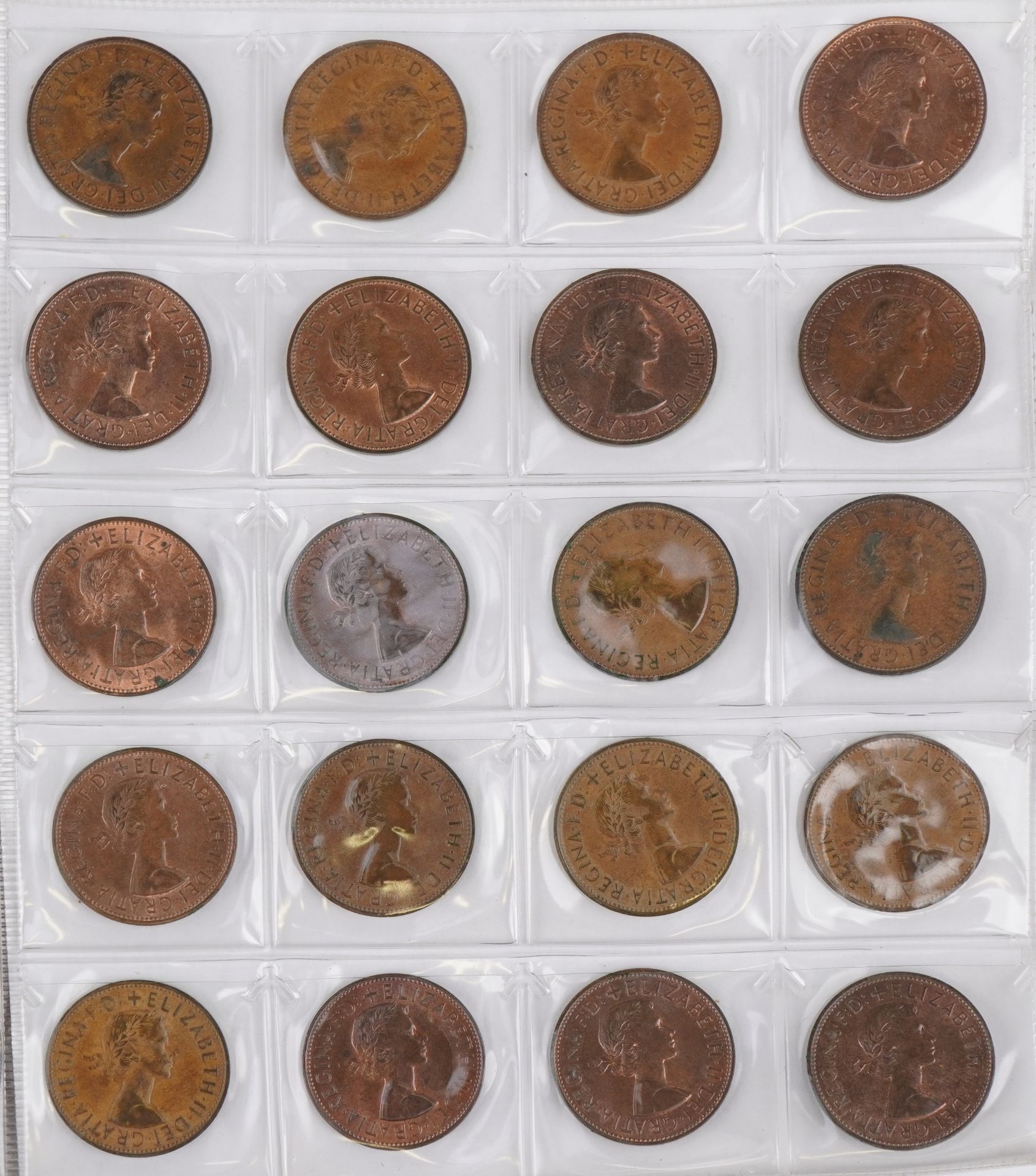 Collection of British and American coins arranged in a folder including half dollars and pennies : - Image 3 of 8
