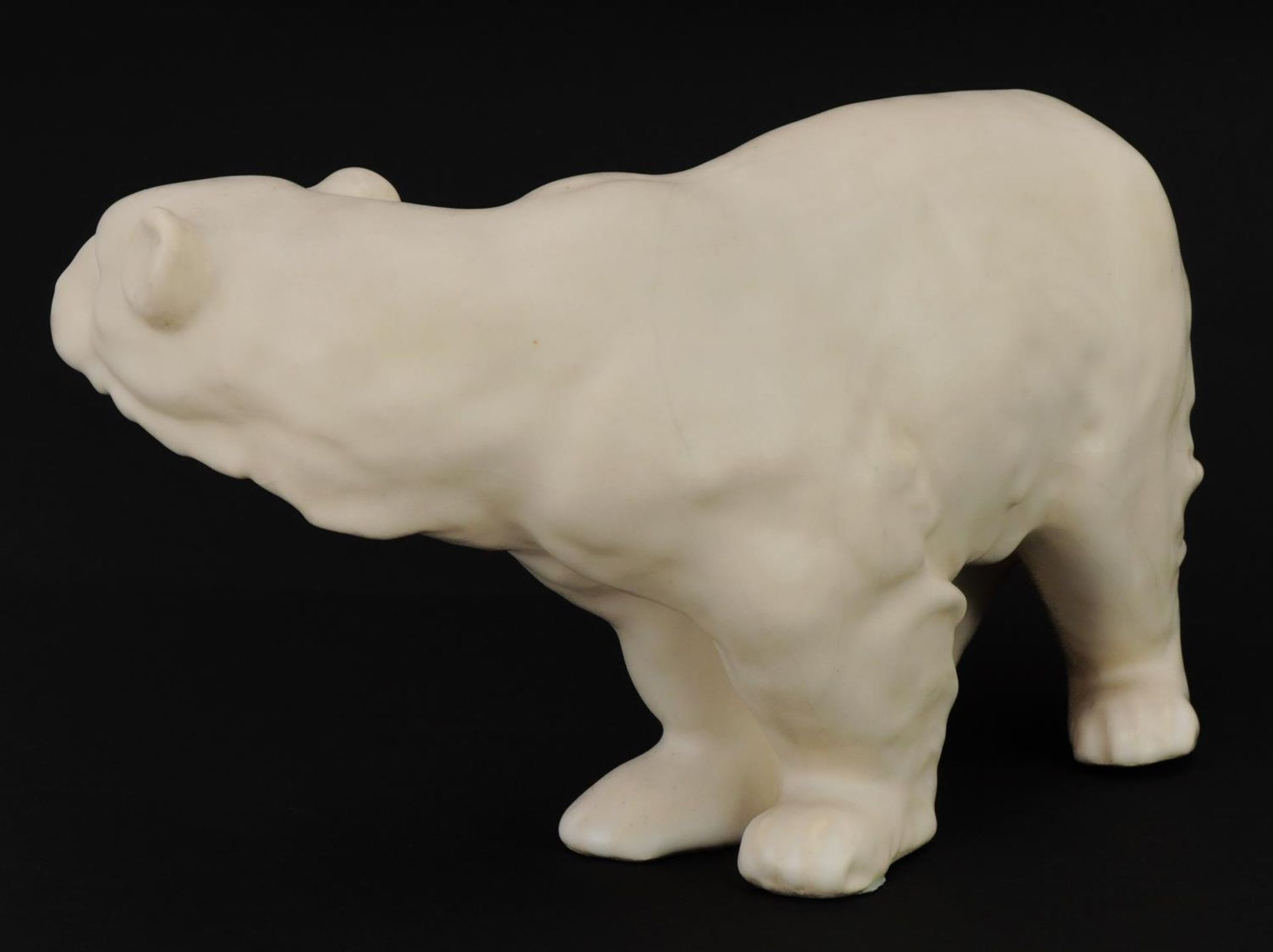 French Art Deco polar bear having a cream glaze stamped Made in France to the base, 26.5cm in length - Image 2 of 4