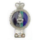 Military interest RAEC chrome car badge by J R Gaunt of London, 13cm high : For further