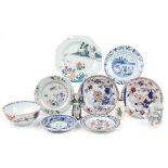 Chinese and Japanese ceramics including famille rose plates and Imari plates, the largest 27cm in