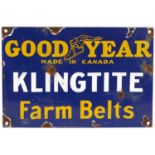 Klingtite Farm Belts enamel advertising sign, 30cm x 20cm : For further information on this lot