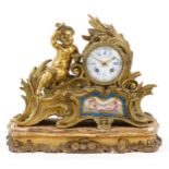 Raingo Freres of Paris, 19th century French ormolu Rococo style mantle clock striking on a bell