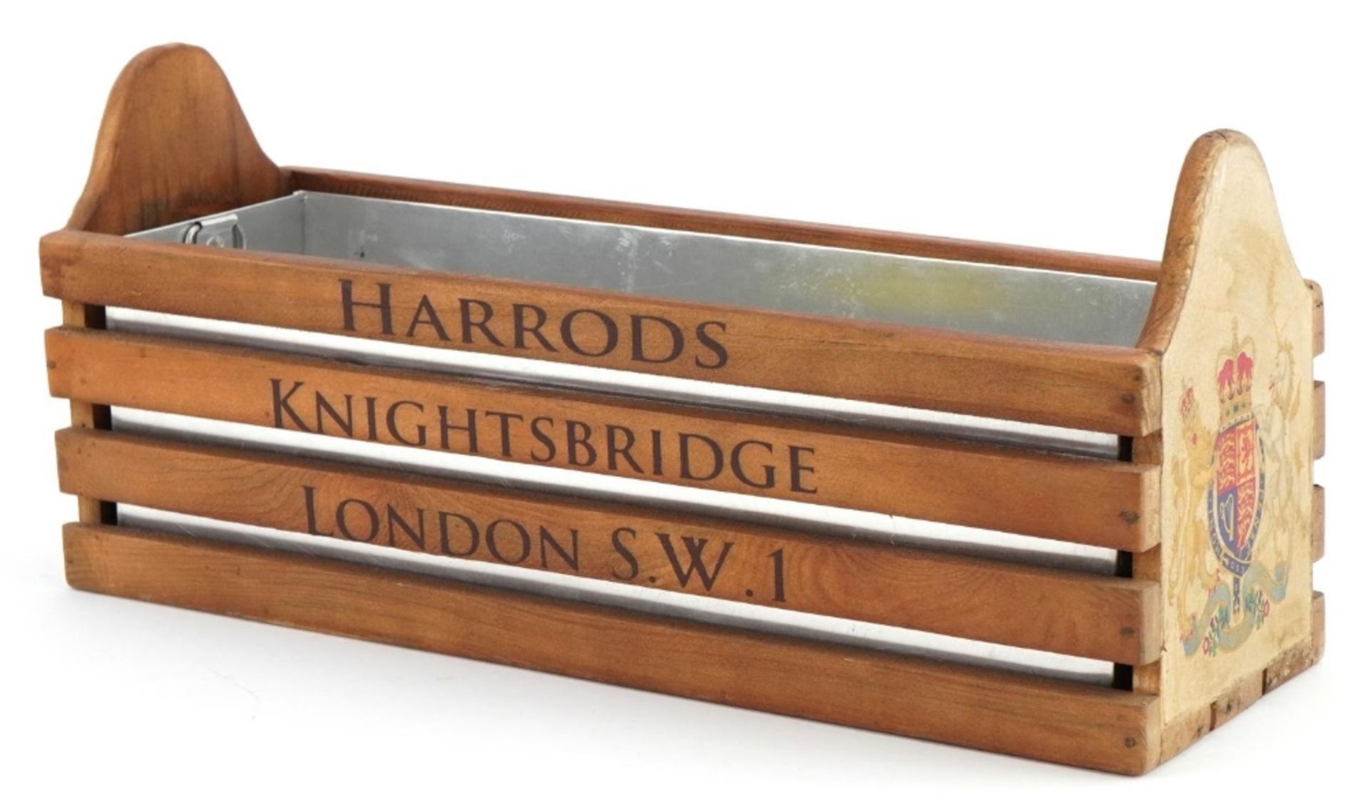 Hardwood Harrods design planter with metal liner, 15cm H x 35cm W x 11.5cm D : For further - Image 2 of 3