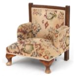 Oak framed doll's chair with needlepoint upholstery, 48cm high : For further information on this lot