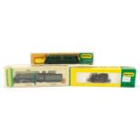 Three Minitrix N gauge model railway locomotives, one with tender, with cases and boxes including