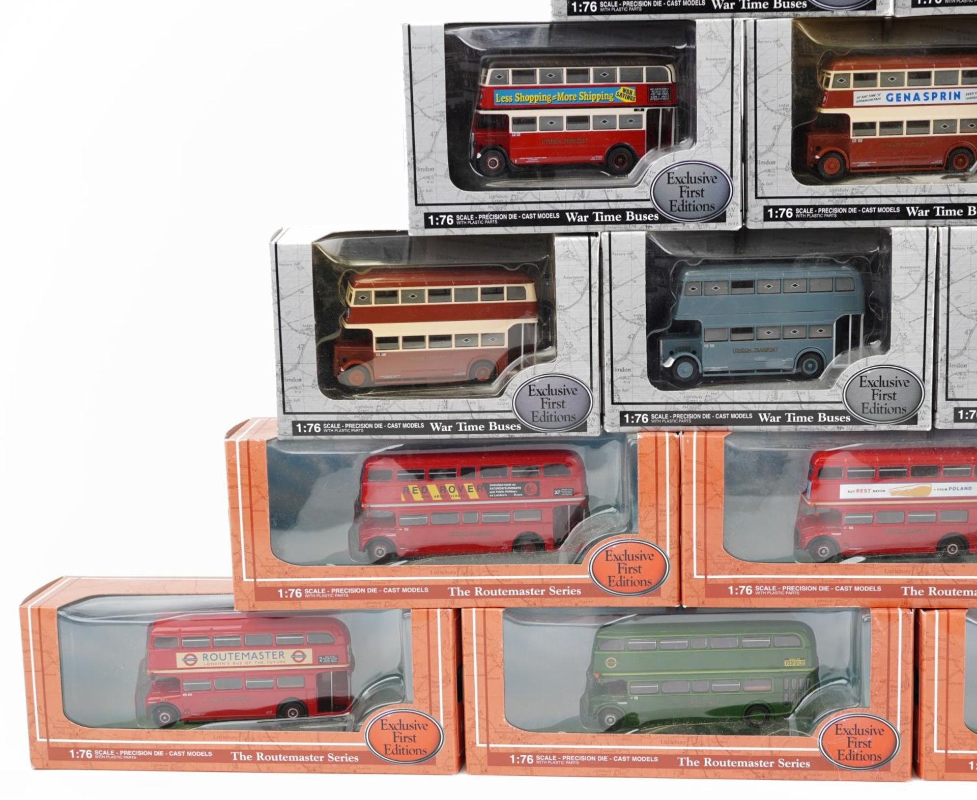 Sixteen Exclusive First Editions 1:76 scale diecast model buses with boxes from The Wartime Buses - Image 3 of 4
