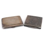 George VI silver cigarette case and a sterling silver compact, each with engine turned decoration,