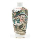 Chinese porcelain vase hand painted in the famille verte palette with figures, six figure
