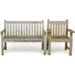 Lindsey, teak two seater garden bench and armchair, the bench 120cm wide : For further information