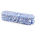 Turkish Ottoman pottery pen box hand painted with stylised flowers, 28.5cm in length : For further