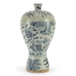 Chinese blue and white porcelain Meiping vase hand painted with birds amongst flowers, 26cm high :