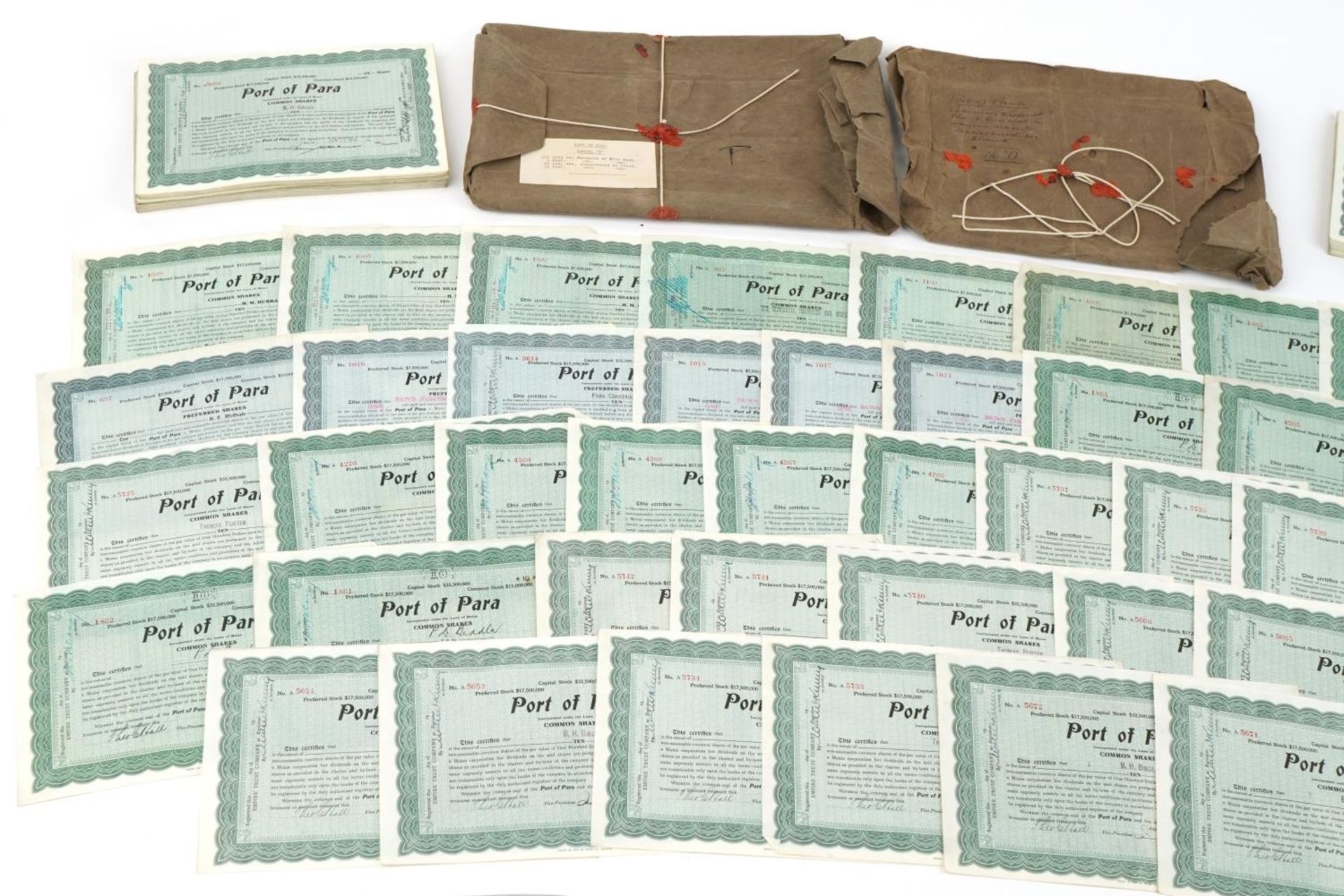 Extensive collection of early 20th century Port of Para share certificates : For further information - Bild 2 aus 5