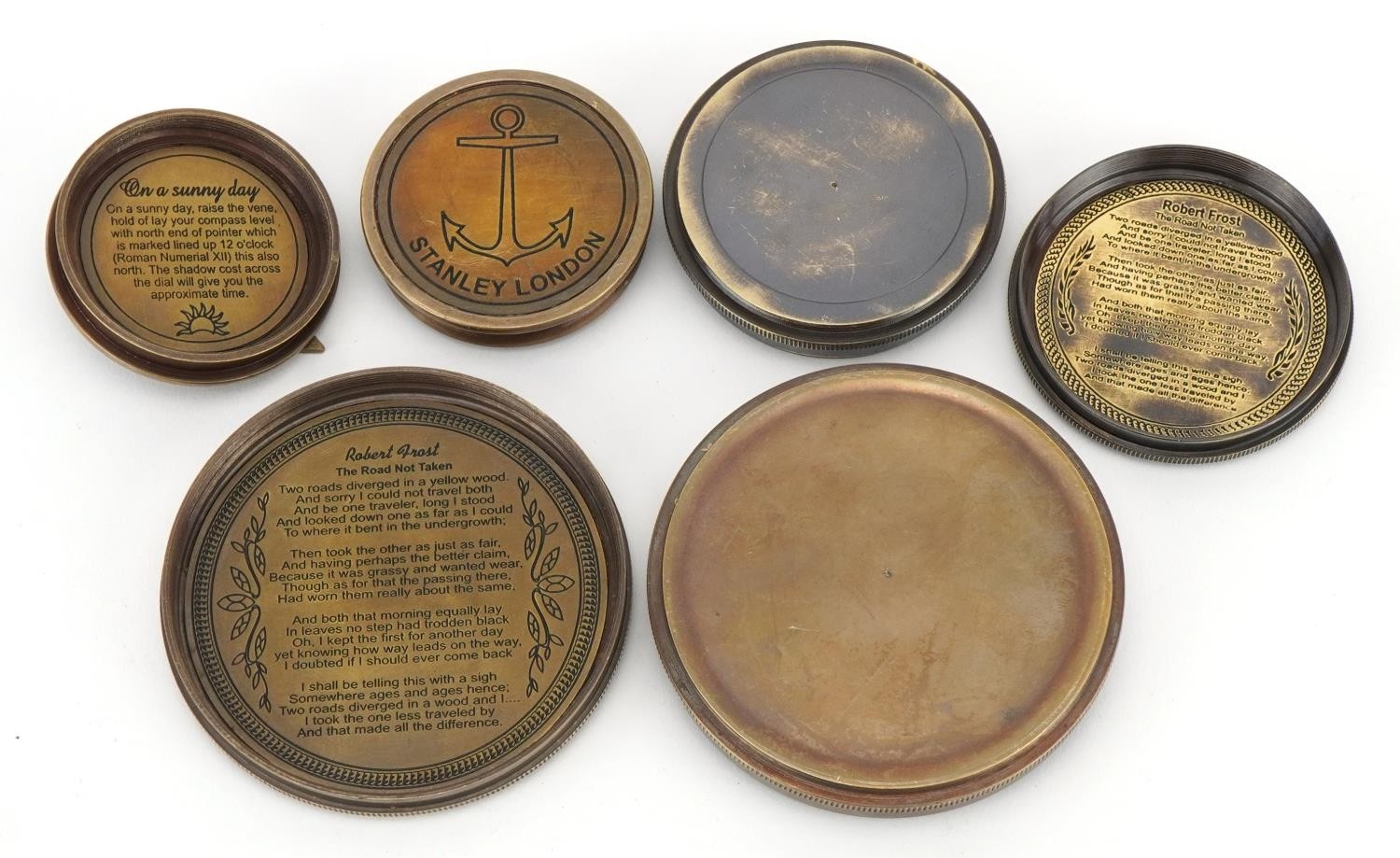 Four compasses including one with case and a maritime interest example, the largest 7.5cm in - Image 9 of 9