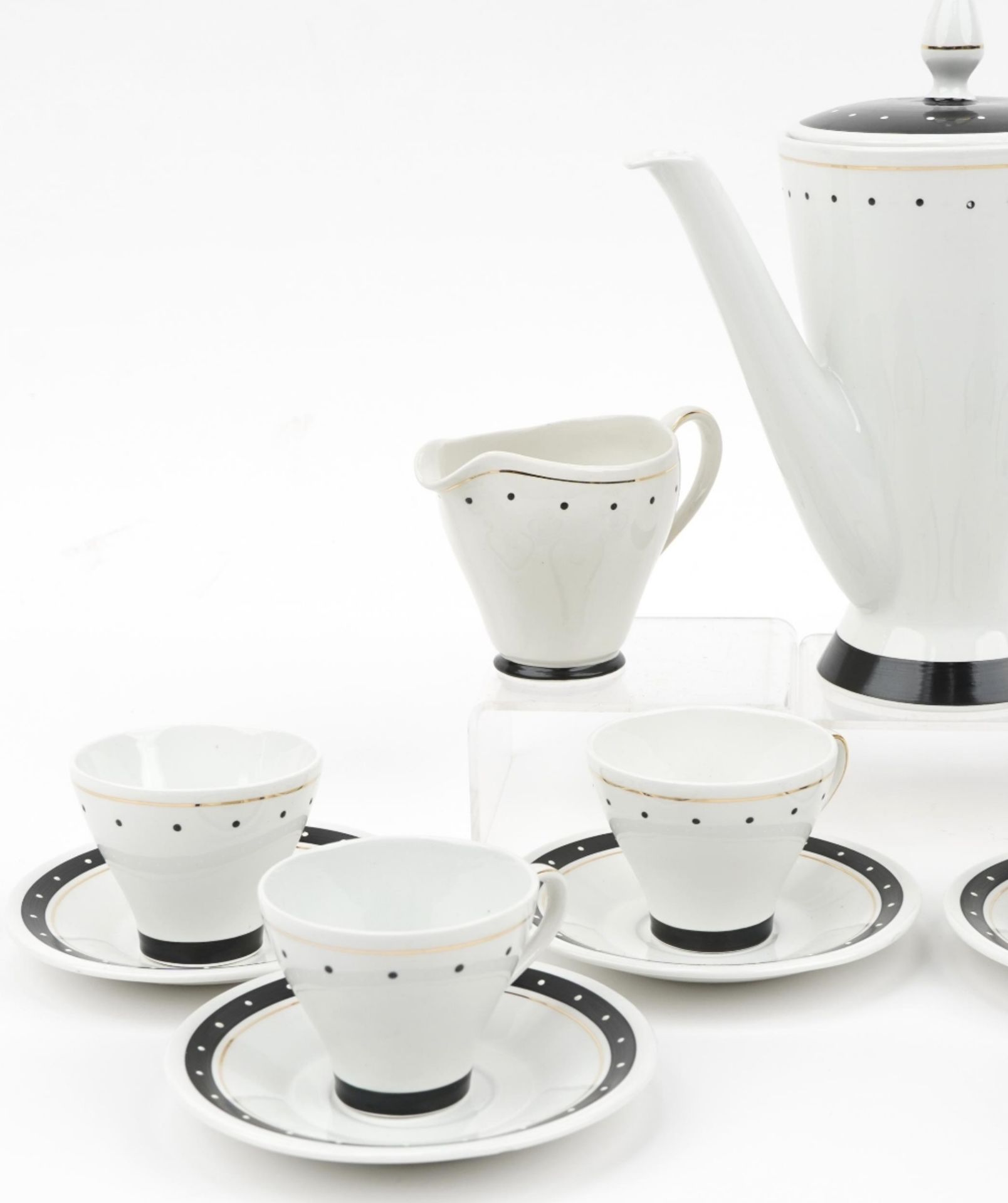 Burleigh Ware Art Deco six place coffee service, the coffee pot 23cm high : For further - Image 2 of 4