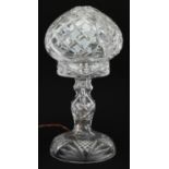 Cut glass two piece toadstool table lamp, 30cm high : For further information on this lot please