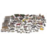 Collection of vintage hand painted model farmyard animals, figures and accessories, predominantly
