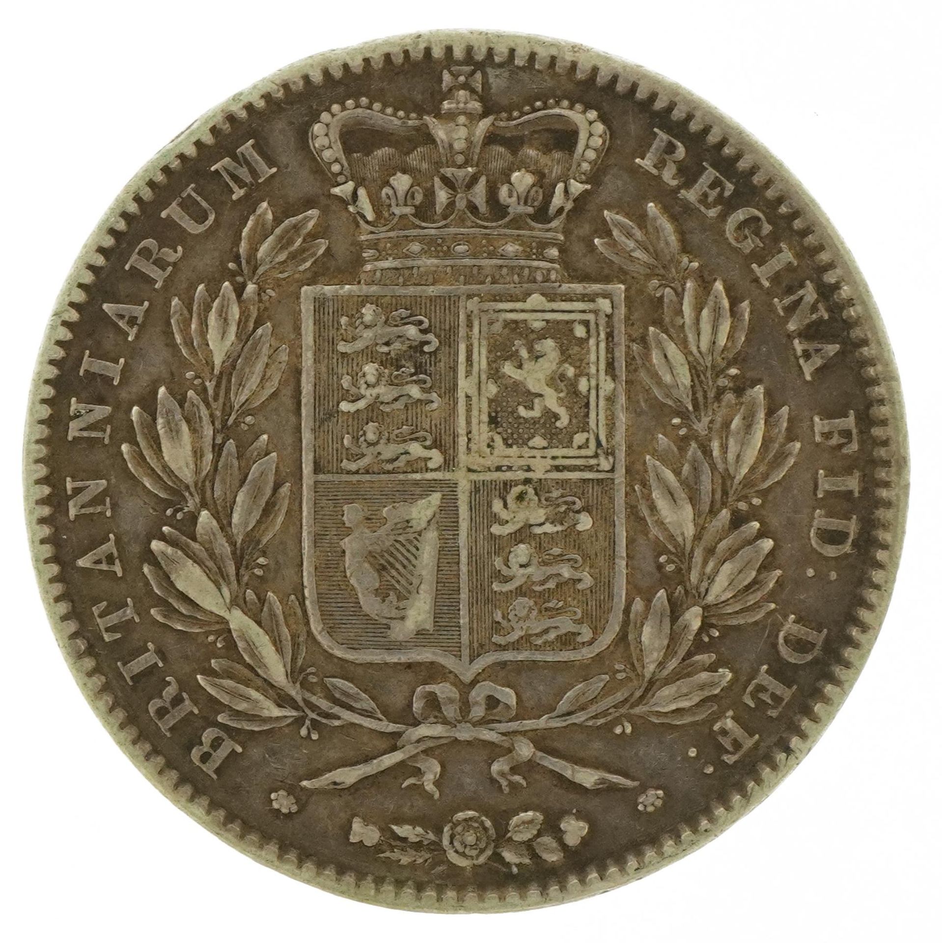 Victoria Young Head 1845 silver crown, Cinquefoil stops : For further information on this lot please