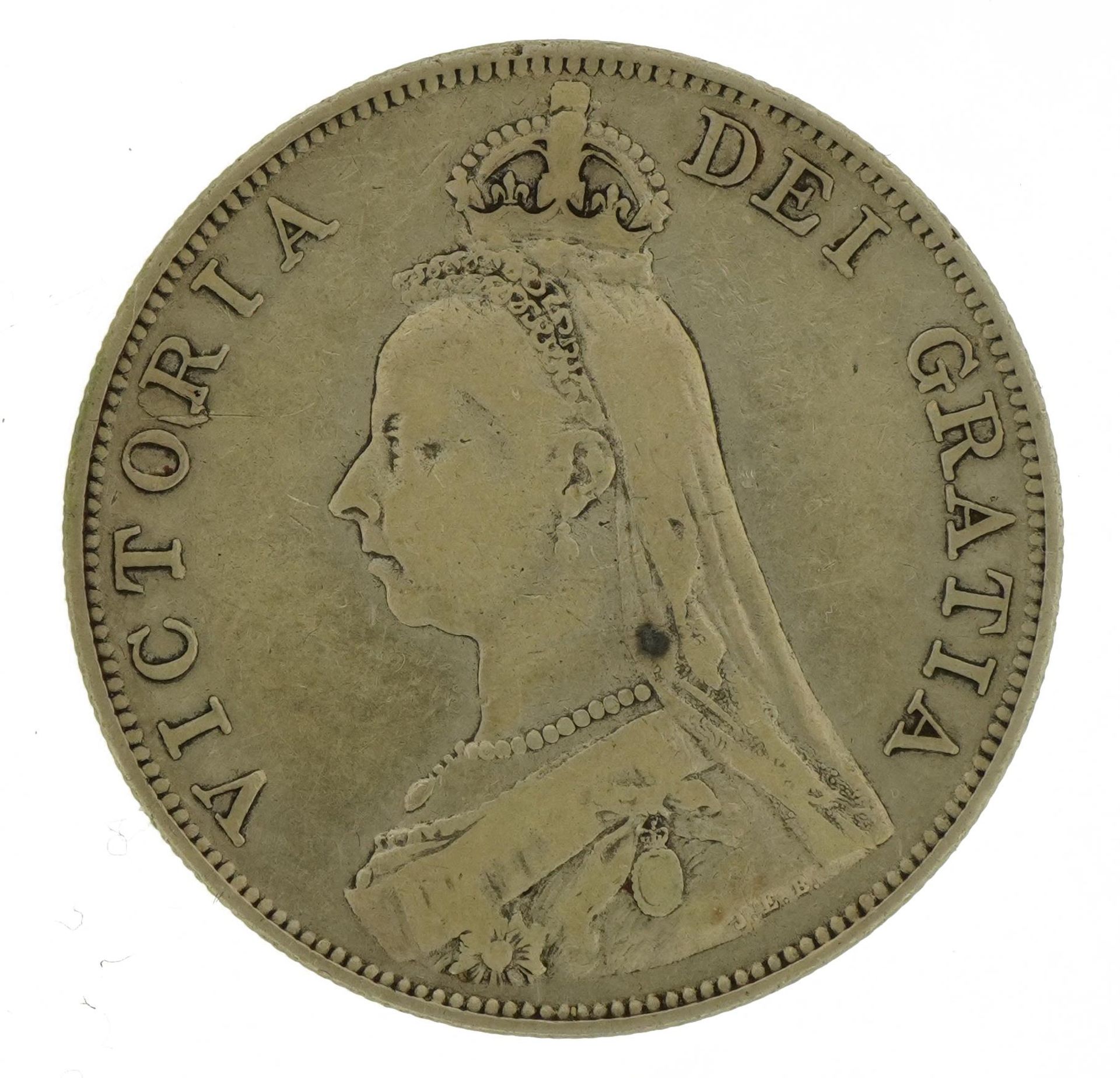 Queen Victoria 1889 double florin, inverted 1 : For further information on this lot please visit - Image 2 of 3