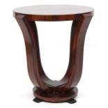 Art Deco style circular rosewood effect occasional table, 67cm high x 59cm in diameter : For further