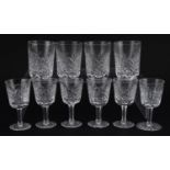 Waterford crystal including set of six glasses and four tumblers, the largest each 11cm high : For