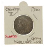 George II 1750 silver shilling, Laur head : For further information on this lot please visit