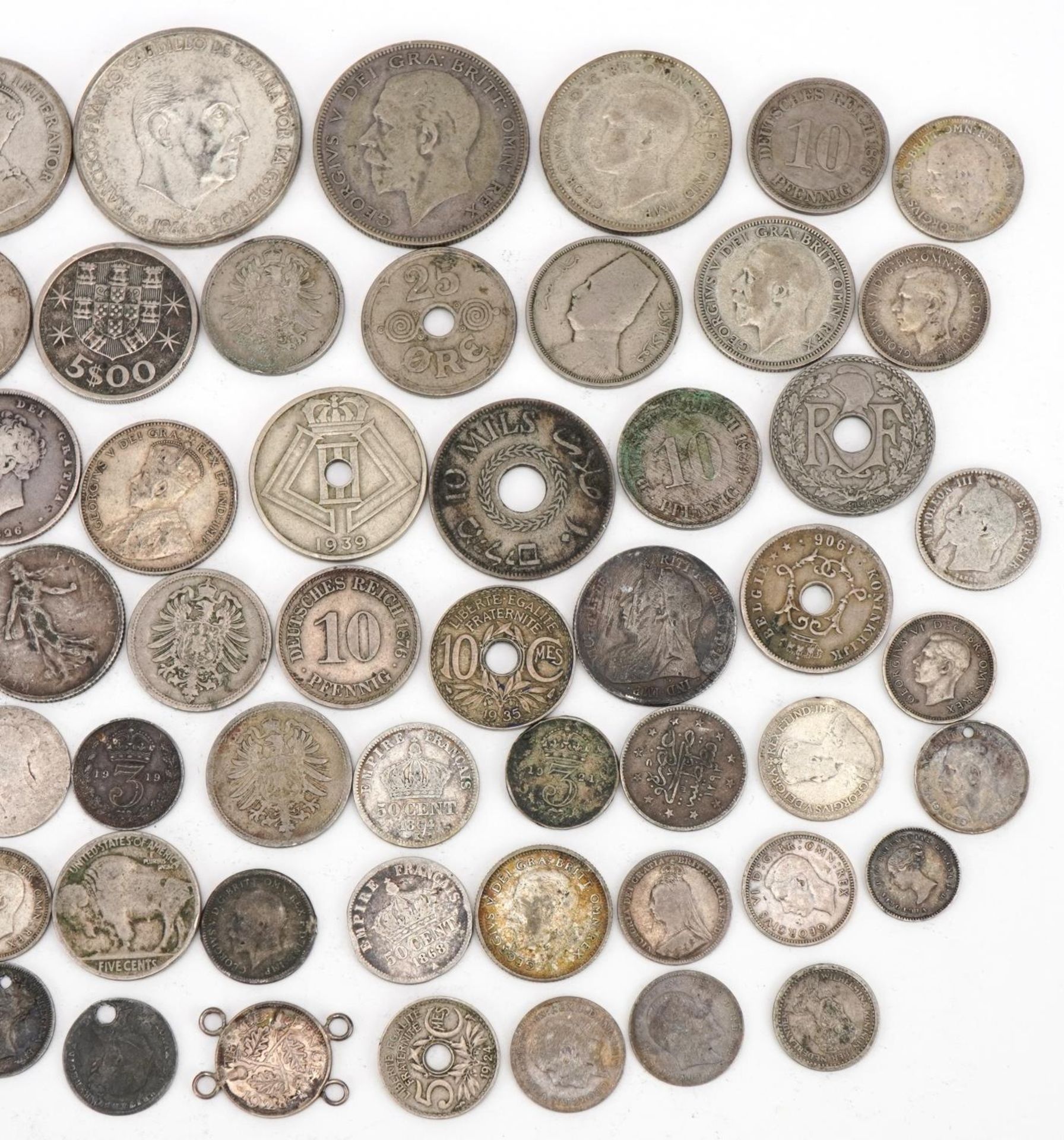 British and world coinage including one hundred ptas, half crowns and 1870 maundy twopence, 250g : - Image 6 of 6