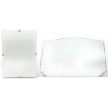 Two wall mirrors with bevelled glass including an Art Deco style example, the largest 55cm x