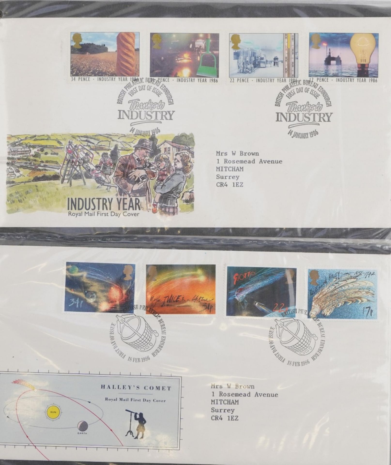 Collection of Royal Mint presentation packs and first day covers arranged in two folders : For