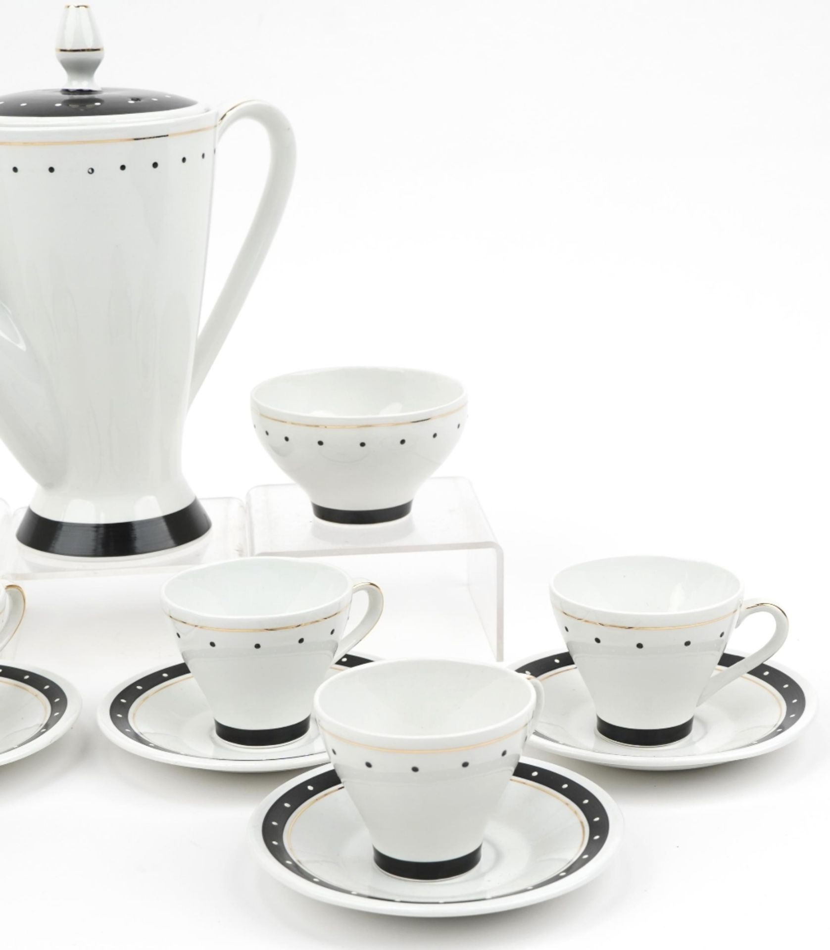 Burleigh Ware Art Deco six place coffee service, the coffee pot 23cm high : For further - Image 3 of 4