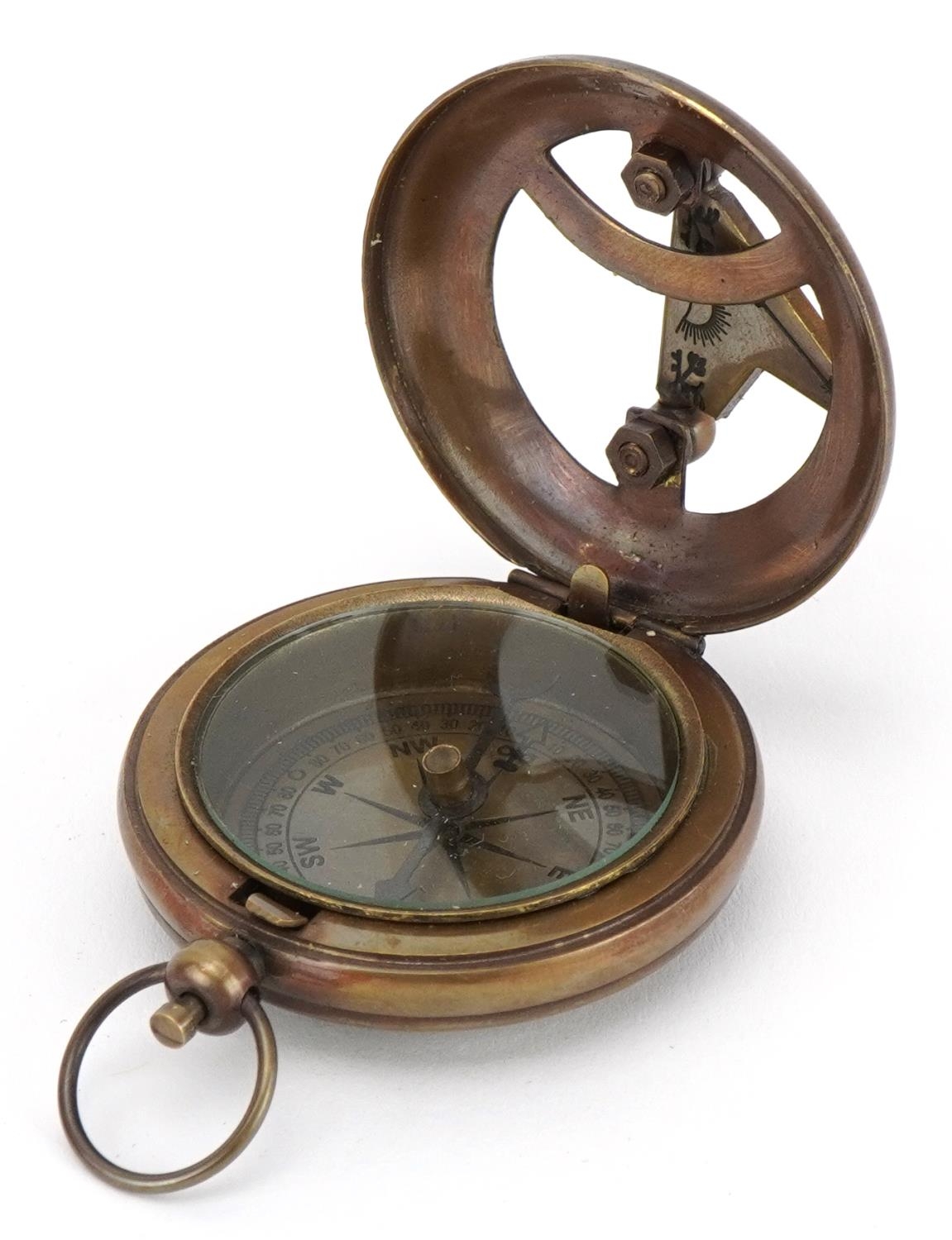 Four compasses including one with case and a maritime interest example, the largest 7.5cm in - Image 5 of 9
