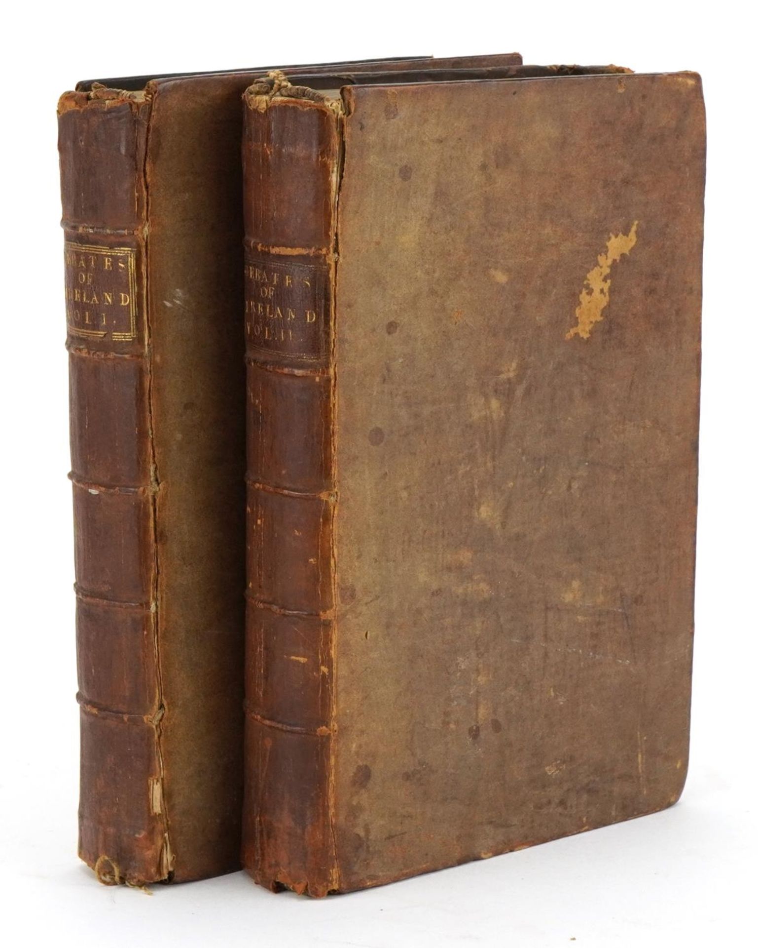 Two 18th century hardback books comprising Debates Relative to the Affairs of Ireland in the Years